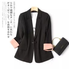 批发西装外套女夏季新款七分袖短款<b class='q'>修身</b>气质设计感小个子黑色百搭春秋