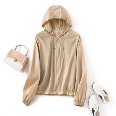 批发2026年连帽开衫上衣减龄休闲薄款防紫外线纯色防晒衣外套女夏新款