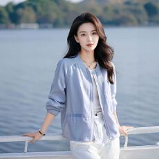 批发轻薄透气夹克棒球服女2026春夏新款透气防晒衣休闲运动短款外套女