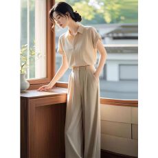 批发2026新款冷淡系高级感干练气质时尚<b class='q'>职业</b>衬衫裤子两件<b class='q'>套装</b>女装夏季