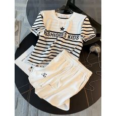 批发<b class='q'>欧洲站</b>运动<b class='q'>套装</b>女夏时髦气质条纹短袖宽松阔腿短裤时尚休闲两件套