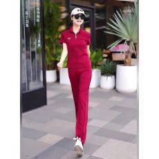 批发休闲运动套装女2026新款红色时尚品牌运动服夏装减龄短袖两件套潮