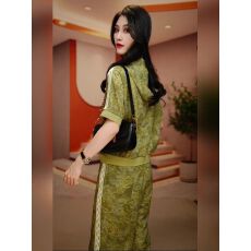 复古时尚两件套女2026夏季新款高端洋气提花减龄上衣阔腿裤套装潮