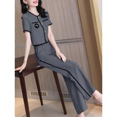 批发夏装2026新款可盐可甜小香风气质女神范T恤开<b class='q'>衫</b>阔腿裤套装两件套