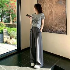 批发俏皮慵懒风休闲运动套装女夏日松弛感穿搭显瘦巨好看阔腿裤两件套
