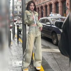 批发欧洲站女装爆款高端时尚牛仔套装女<b class='q'>秋</b>新款今年流行欧货休闲两件套