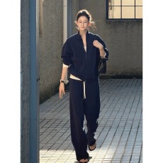 批发高级感<b class='q'>运动服</b>套装女春秋新款欧货休闲<b class='q'>显瘦</b>蓝色加厚卫衣减龄两件套