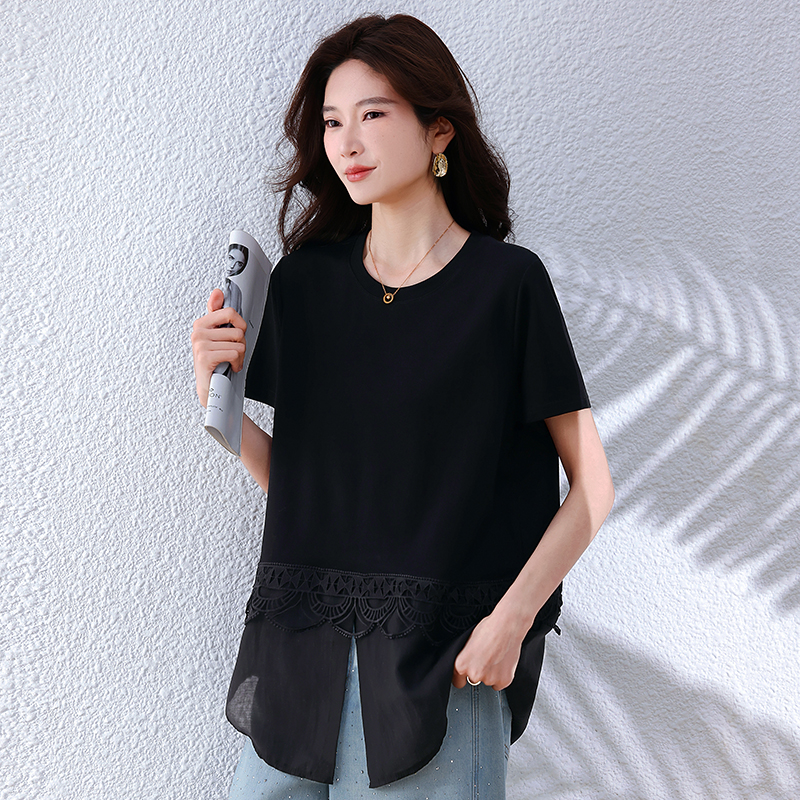 여름 패션 빛 럭셔리 품격 디자이너 캐주얼 여성 표지 고기 반팔 맨위