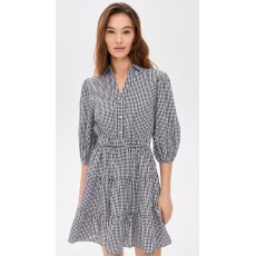 批发26<b class='q'>夏季</b>新款外贸跨境电商潮爆款衬衫领V领格子拼接宽松显瘦连衣裙