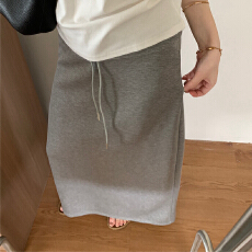 批发现货孕妇慵懒风抽绳垂坠感半身裙开叉春<b class='q'>夏</b>季韩系高腰显瘦包臀长裙