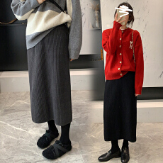 批发现 孕妇装半身裙秋<b class='q'>冬</b>装新款针织羊毛包臀后开叉裙中长款孕妇裙潮