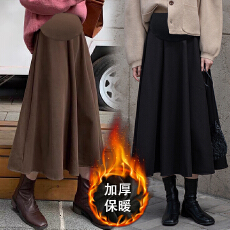 批发现孕妈网红爆款新款中长款优质毛呢加绒半身裙秋冬季软糯小清新裙