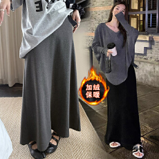 批发现优质纯棉孕妇深灰色女<b class='q'>秋</b>冬季半身裙加绒加厚中长款包臀a字长裙