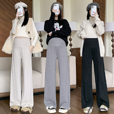 实拍孕妇裤羊绒糯米小个子阔腿裤秋冬季202新款垂坠感托腹休闲裤