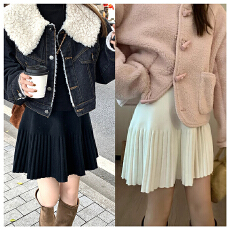 批发现孕妇<b class='q'>百褶</b>毛线针织裙女秋冬季新款外穿<b class='q'>短裙</b>百搭A字半身裙<b class='q'>短裙</b>子