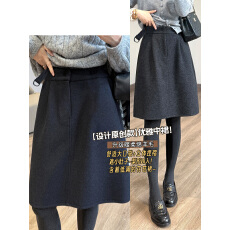 批发现孕妇无托腹醋酸羊毛呢花苞裙女秋冬季新款加厚简约显瘦中长裙子