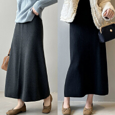 批发孕妇针织加厚毛线半身裙新款女秋<b class='q'>冬</b>季百搭坠感直筒包臀裙子潮