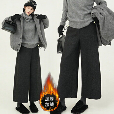 批发现孕妇<b class='q'>毛</b>呢高腰阔腿<b class='q'>裤</b><b class='q'>直筒</b>加绒九分<b class='q'>裤</b>女秋冬季新款韩系宽松休闲<b class='q'>裤</b>