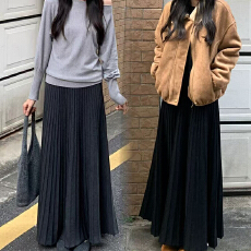 批发现孕妇<b class='q'>装</b>半身裙秋冬季针织<b class='q'>新款</b>百褶羊毛裙百搭外穿长款A字大摆裙