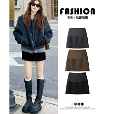 现孕妇毛呢半身裙2025新款女秋冬高腰显瘦a字短裙小个子包臀裙子