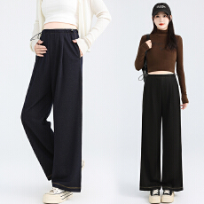 批发实拍孕妇裤仿牛仔春季外穿阔腿裤无托腹大码休闲直筒不勒肚孕妇裤