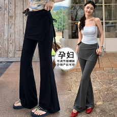现孕妇微喇裤女春夏季2026新款假两件屁帘抽绳裤直筒显瘦微喇裤子