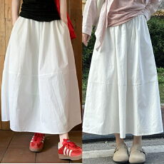 批发现孕妇<b class='q'>白</b>色花苞半身裙女春夏季新款薄款显瘦遮肚高腰休闲百搭伞裙