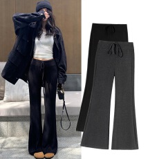 批发现孕妇针织微喇裤子新款2026春夏季薄款垂坠感托腹裤微喇休闲裤子