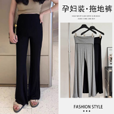 现孕妇针织微喇裤子2026新款早春夏季垂感外穿托腹裤微喇休闲裤子
