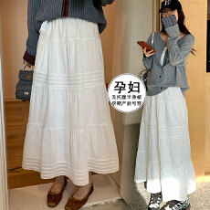 批发现孕妇白色半身裙女春夏季小个子法式蛋糕裙高腰a字伞裙长款裙子