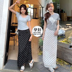 批发现孕妇<b class='q'>半身裙</b>小个子夏季2026新款长裙女波点<b class='q'>半身裙</b>法式长款独特裙