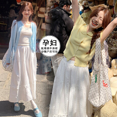 批发现孕妇温柔肌理感半身裙女2026<b class='q'>春</b>夏季新款韩系度假风木耳边a字裙