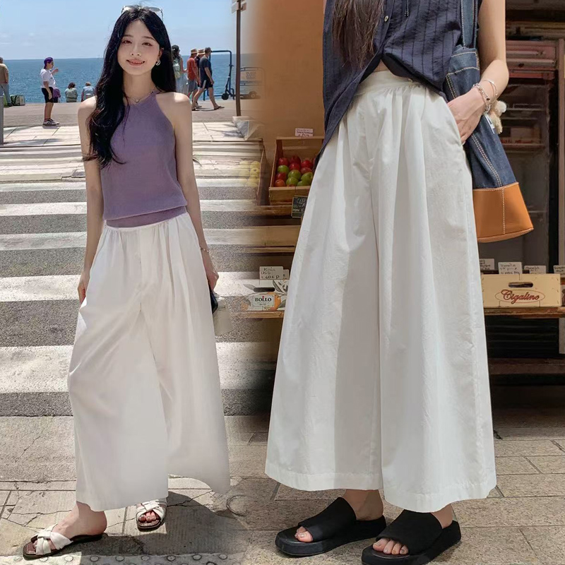 지금 임산부 라이 경기 서울 면 9 포인트 루즈핏 와이드 레깅스 바지 여름 2026 새로운 느긋한 느슨함 센스 화이트 바지