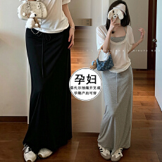 批发现孕妇优质莫代尔天丝半身裙<b class='q'>夏</b>季新款慵懒休闲a字裙高腰显瘦长裙