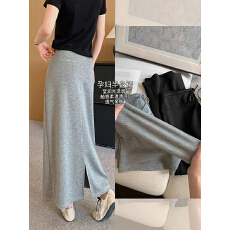 批发现孕妇慵懒风抽绳垂坠感开叉半身裙女夏季韩系高腰显瘦包臀长裙子
