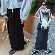 批发现孕妇冰凉垂感半身裙<b class='q'>夏</b>季2026新款纯色斜开叉设计感直筒包臀裙