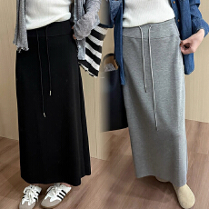 批发现孕妇慵懒风抽绳垂坠感开叉半身裙早春秋季韩系高腰显瘦包臀长裙