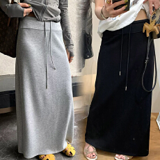 批发现货孕妇慵懒风抽绳垂坠感半身裙开叉春<b class='q'>夏</b>季韩系高腰显瘦包臀长裙