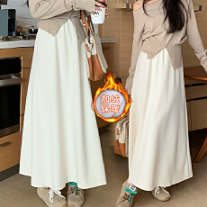 批发现孕妇无托腹半身裙秋<b class='q'>冬</b>针织羊绒加绒显瘦气质法式垂感A字长裙