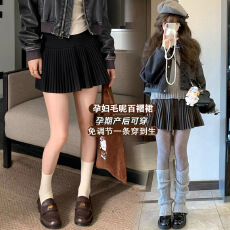 批发现孕妇无托腹毛呢百褶裙女秋冬2025新款高腰显瘦短裙小个子a字裙