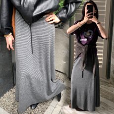 批发现孕妇慵懒风垂感条纹半身裙早春季2025新款韩系高腰显瘦a字长裙