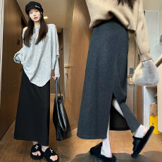 批发现孕妇装早春季新款半身裙外穿百塔高腰托腹显瘦中长款包臀裙子