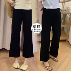 批发现<b class='q'>孕妇</b><b class='q'>黑色</b>花边休闲裤小个子春<b class='q'>夏季</b>2026新款蕾丝拼接弹力直筒裤子