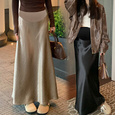 批发现孕妇装早<b class='q'>春</b>2026新款醋缎面遮跨显瘦A字孕妇长裙高腰垂感鱼尾裙