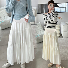 批发现<b class='q'>孕妇</b><b class='q'>小众</b>设计感拼接长款半身裙女2025春秋季坠感百搭蛋糕长裙