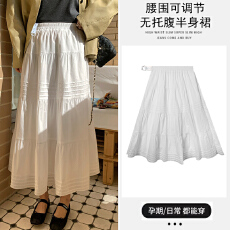 批发现孕妇白色半身裙女<b class='q'>春</b>夏季小个子法式蛋糕裙高腰a字伞裙中长款裙