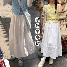 批发现孕妇温柔肌理感半身裙女2026<b class='q'>春</b>夏季新款韩系度假风木耳边a字裙