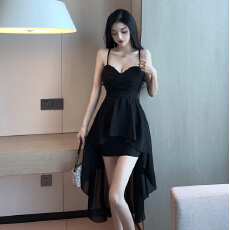 批发实拍新款性感修身气质吊带<b class='q'>小礼服</b>低胸不规则飘逸大摆<b class='q'>连衣裙</b>燕尾裙