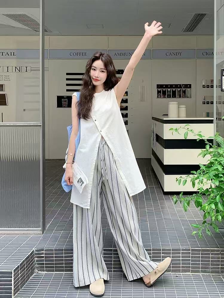 2026 여름 새로운 고급 느슨함 센스 민소매 트임 맨위