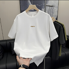 批发实拍2026夏季新款冰感透气短袖t恤男宽松百搭简约纯棉舒适T恤上衣